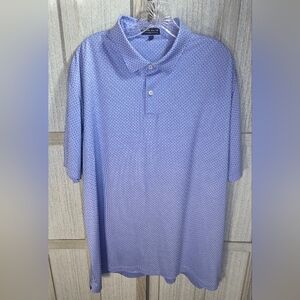 Peter Millar Crown Crafted Men's Polo Shirt Size XL Blue Geometric Design